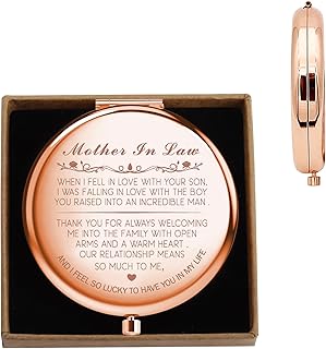 CMNIM Mother in Law Appreciation Compact Mirror Mother of Groom Pocket Mirror Mother in Law Wedding Birthday Gift from Bride (Mother in Law Mirror)