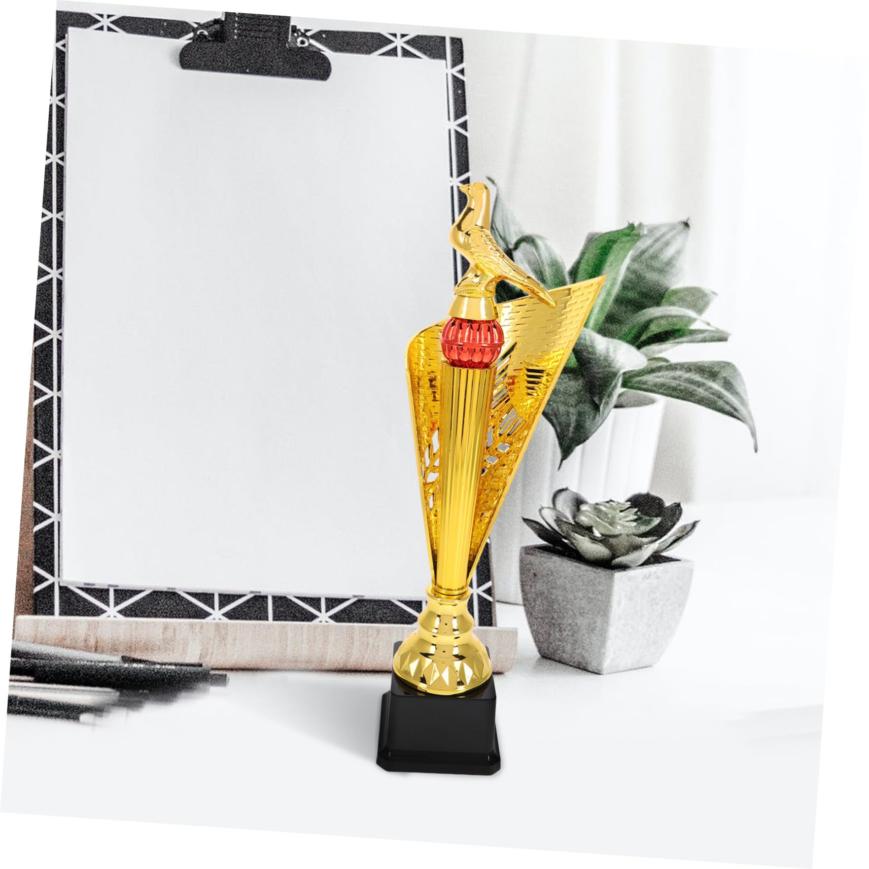 Trofeo de Paloma Gran Trofeo de Premio en Resina para Competencias Deportivas Estudiantiles y Carreras de Palomas, Diseño Dorado, Premio Simbólico para Eventos y Ceremonias
