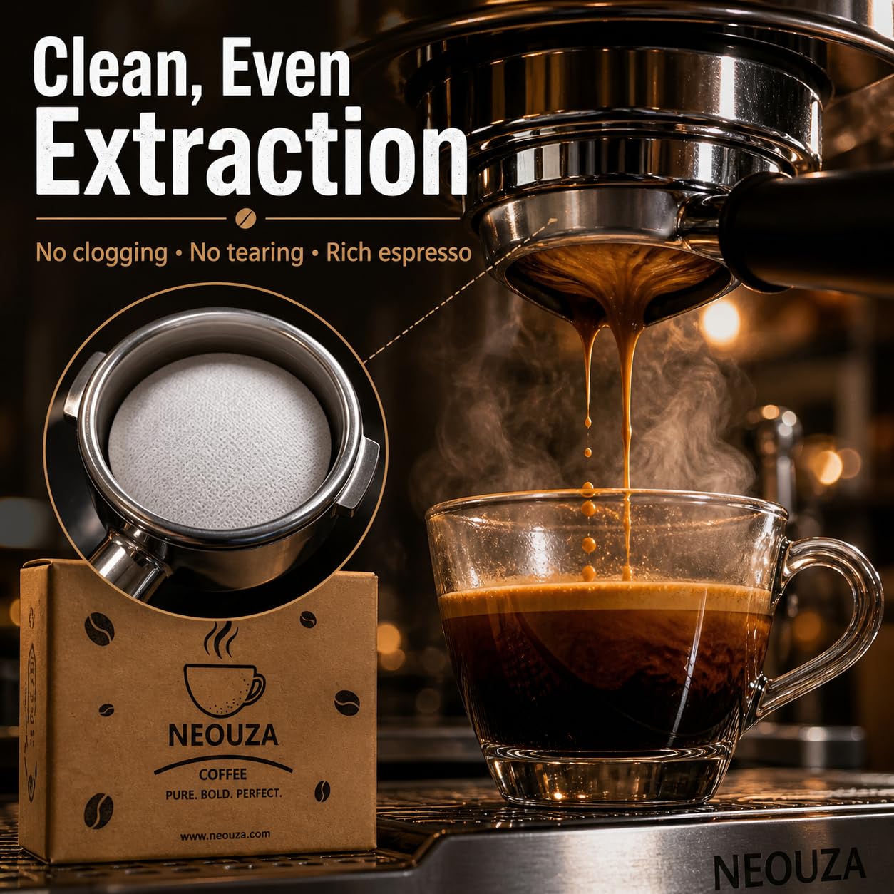 NEOUZA Filtr papierowy do kawy okrągły 500 szt. do ekspresu do espresso Portafilter Moka Pot Niebielony jednorazowy ekran krążka (53 mm)