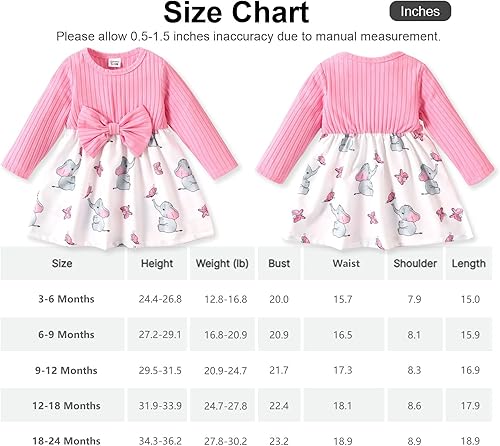 Miniatura 6 de PATPAT Baby Girl Dress Infant Girls Long Sleeve Baby Fall Winter Dress