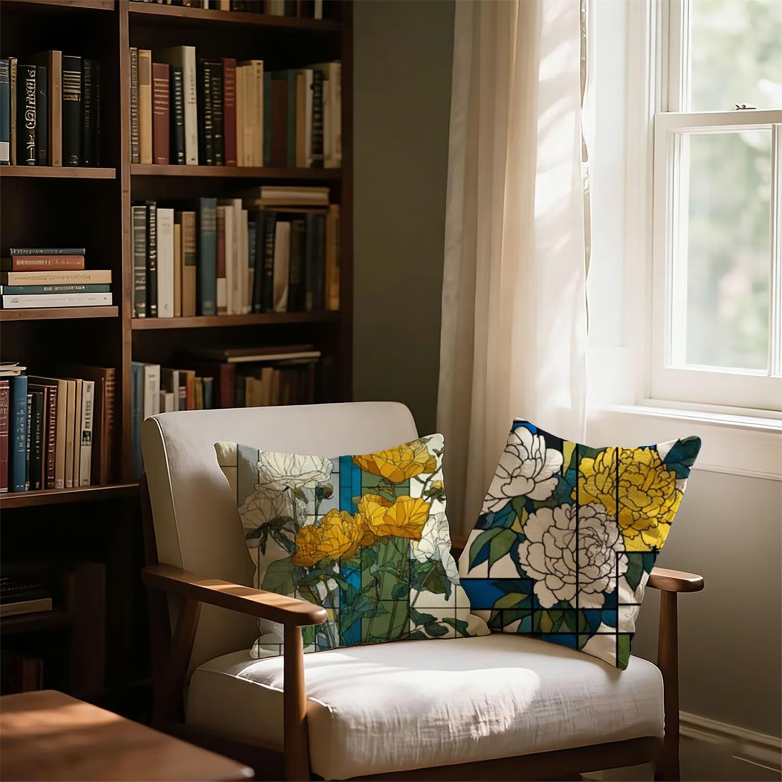 Housse de Coussin Canapé Flower 80x80cm Exterieur Impermeable Botanique Taie D'oreiller Décoratif Aesthetic Housse Coussin Decoration pour Chambre Sofa Jardin Balcon Terrasse Lot de 2. P-5004