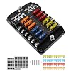Geloo 12V Fuse Block for Boat, 6 Way Marine Fuse Block with LED Indicator, ATC/ATO Waterproof Blade Fuses Box, 6 Circuits Boat Fuse Panel for Marine Car Boat RV Truck