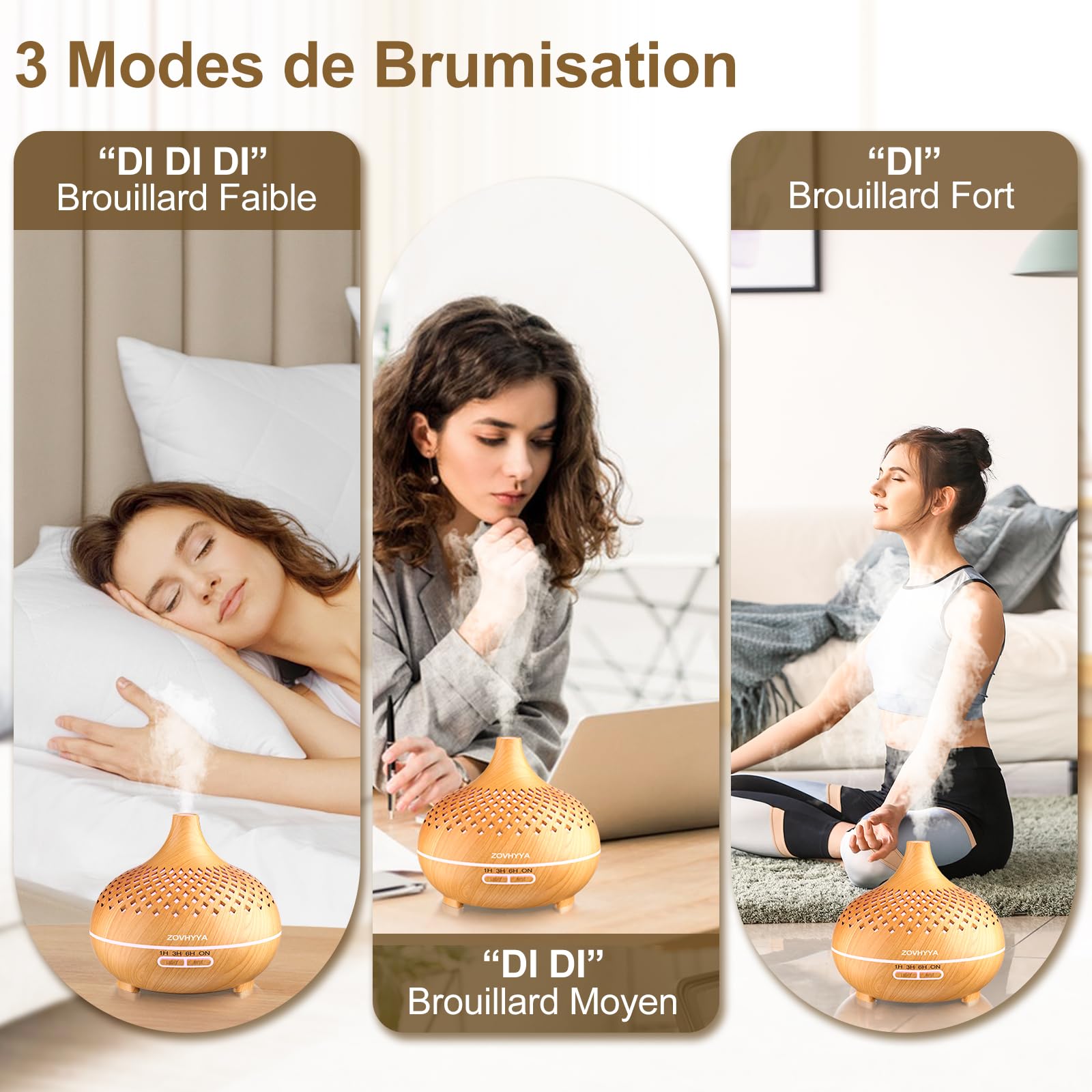 Diffuseur Huiles Essentielles 500ML Diffuseur Arômes Humidificateurs Diffuseur 14 LED avec Télécommande 3 Minuterie et Arrêt Automatique pour Salon Chambre Yoga comme Cadeau Anniversaire