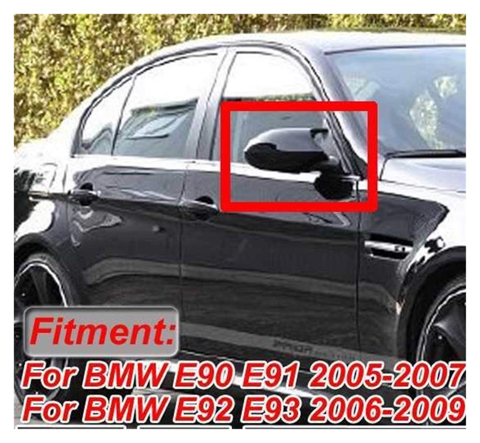 Cubierta DE 2XMIRROR E90 Puerta Lateral del Coche Retrovisor Tapa de la Cubierta del Espejo para BMW E90 E91 2005-2007 E92 E93 2006-2009 M3 Estilo E80 E81 E87 DaJiKan