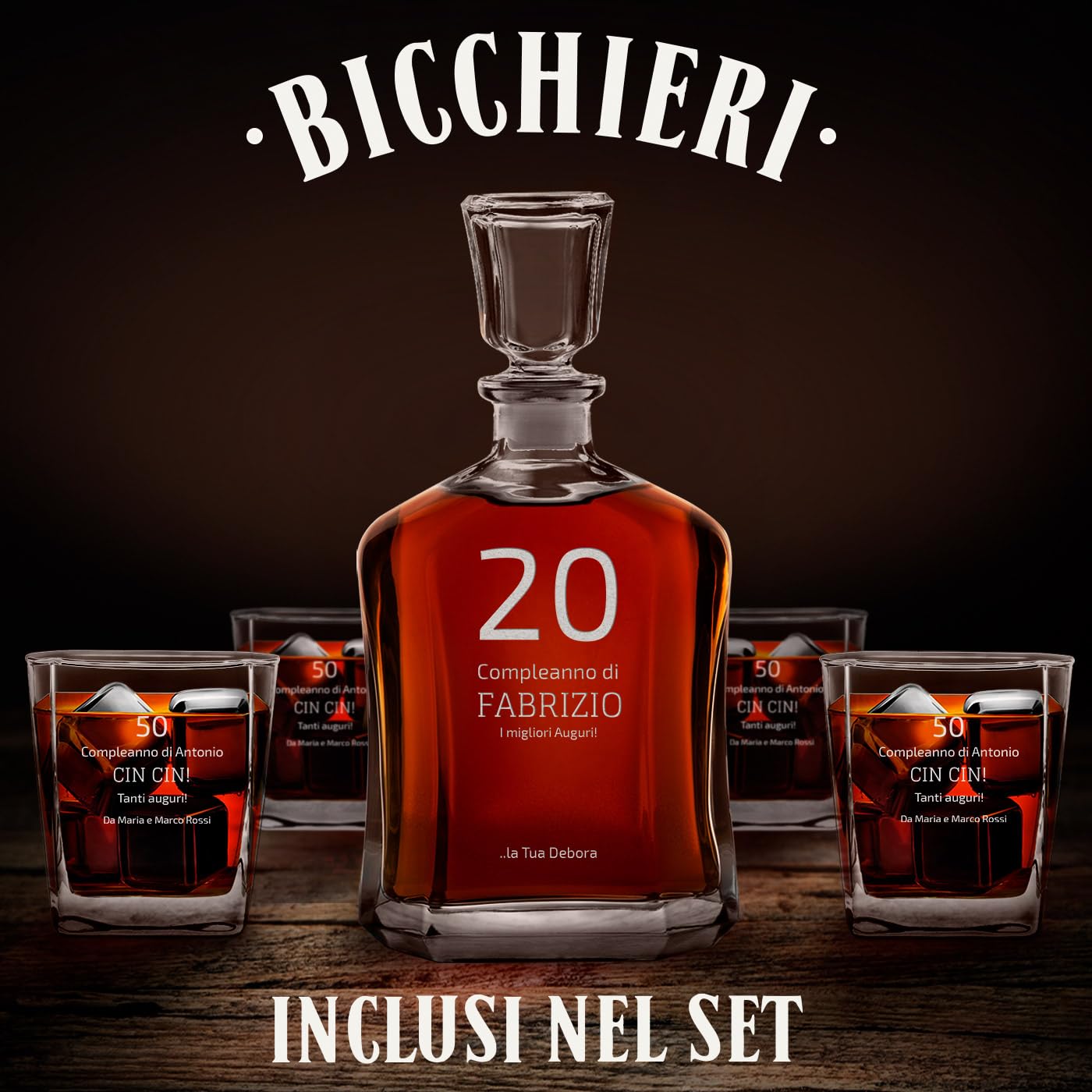 Maverton Set Decanter per Whisky in vetro, da 700 ml