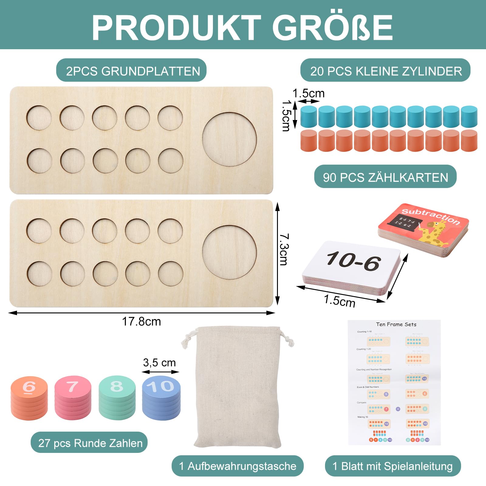 Montessori Mathe Spielzeug Igel - Zahlen Lernen Holz Für Kinder Ab 3