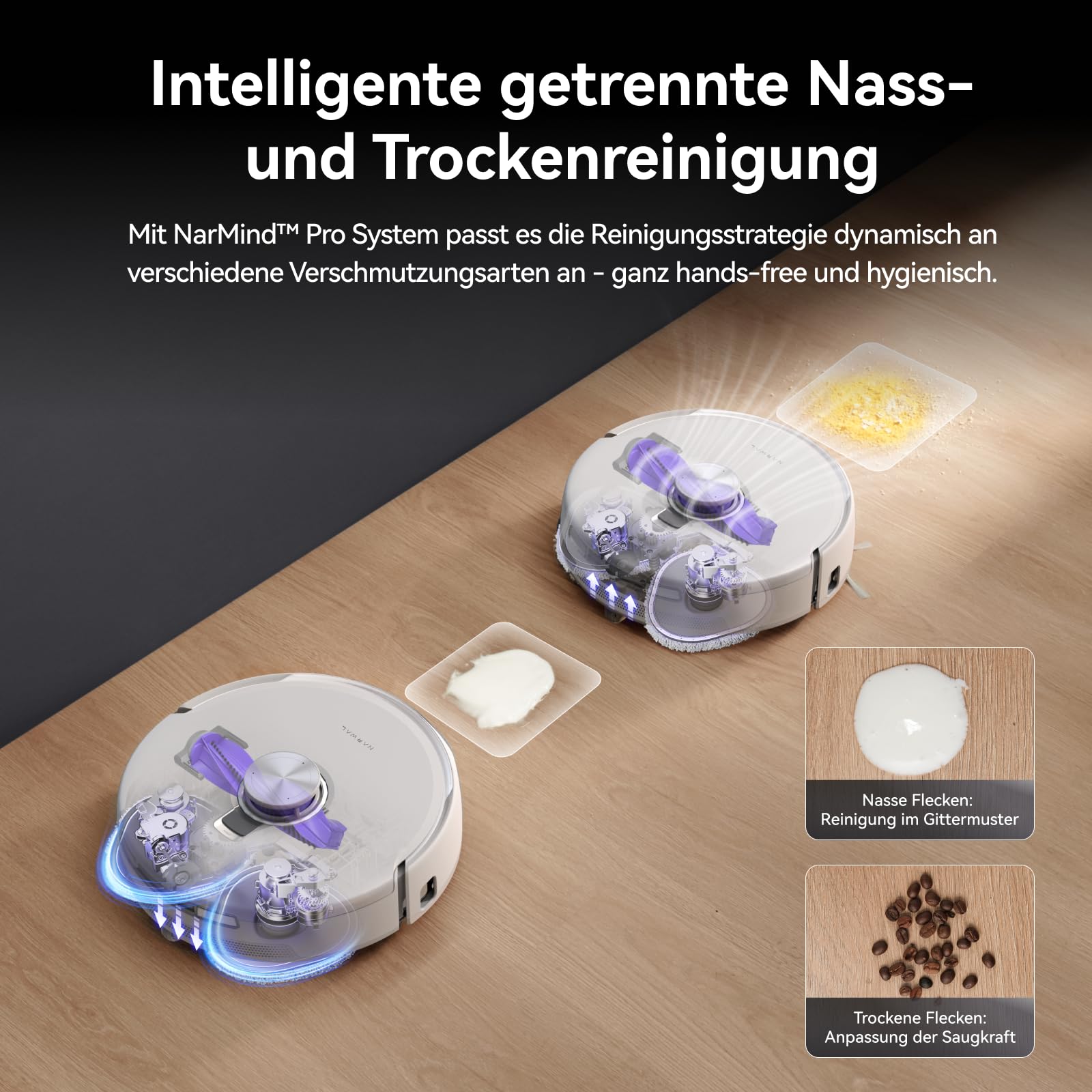 NARWAL Freo Z10 Ultra Saugroboter mit Wischfunktion, 18.000 Pa Saugleistung, Dynamische Moppausdehnung, Tangle-Free System, Intelligente Nass-Trocken-Reinigung, All-in-One-Basisstation