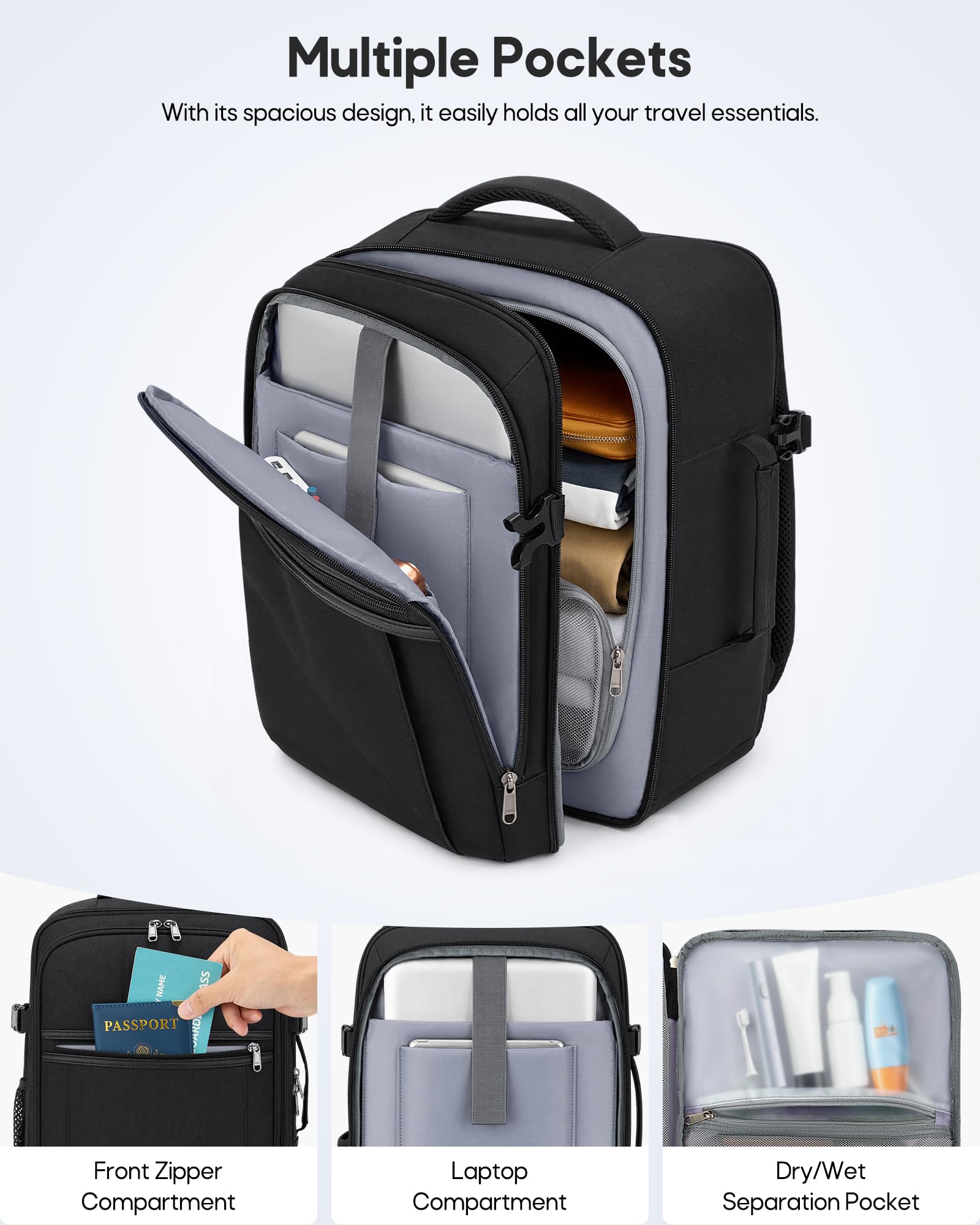 RAINSMORE Mochila 40x30x20 Mochila Viaje Cabina Avion 24L Equipaje de Mano
