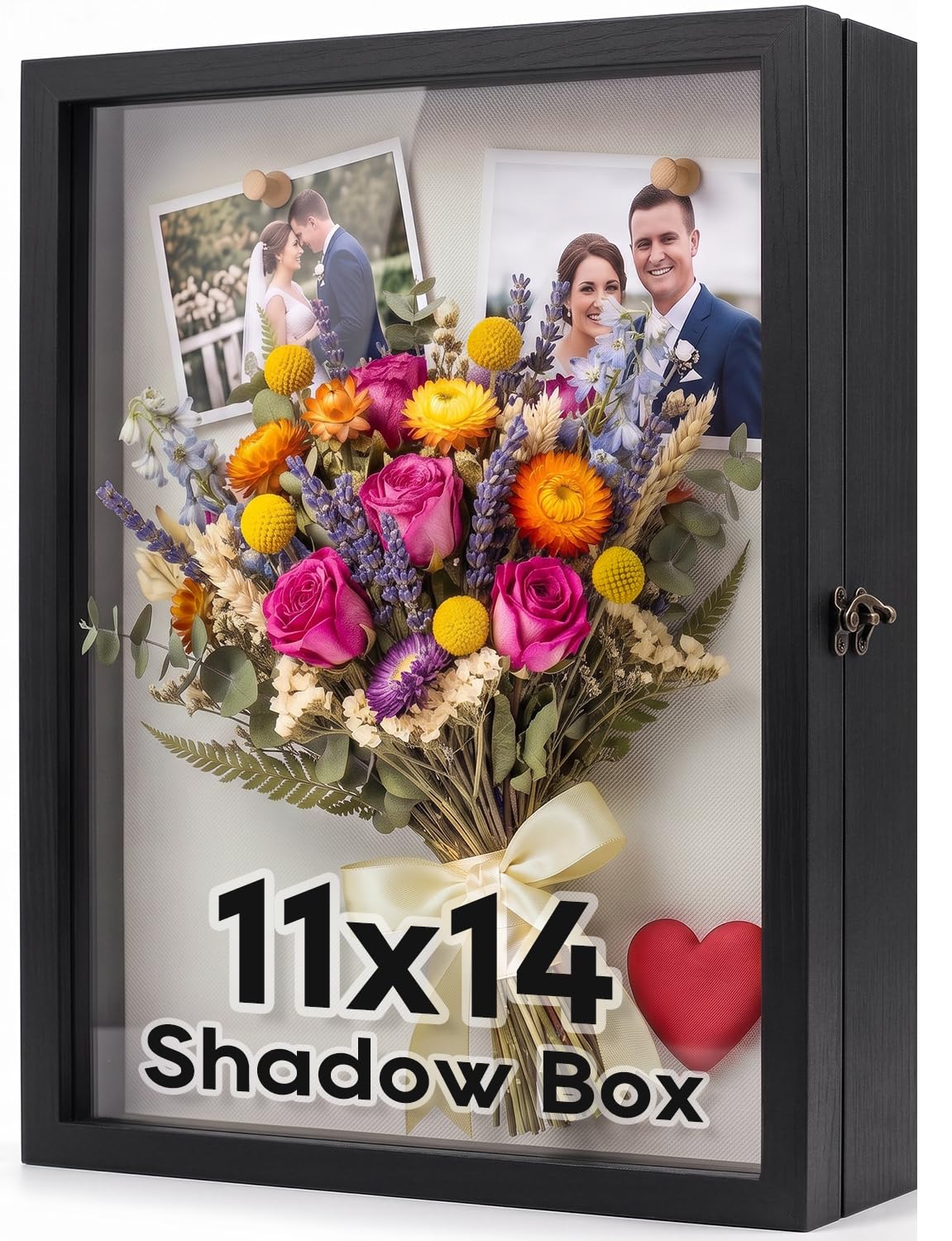 TJ.MOREE Shadow Box 11x14 Memory Display Case Wooden Picture Frame Black