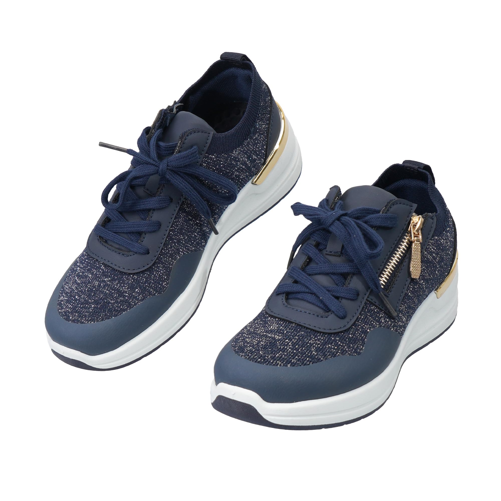 JOMIX Damen Sneaker mit Reißverschluss Atmungsaktives Flyknit Obermaterial Turnschuhe Casual Sportschuhe für Alltag