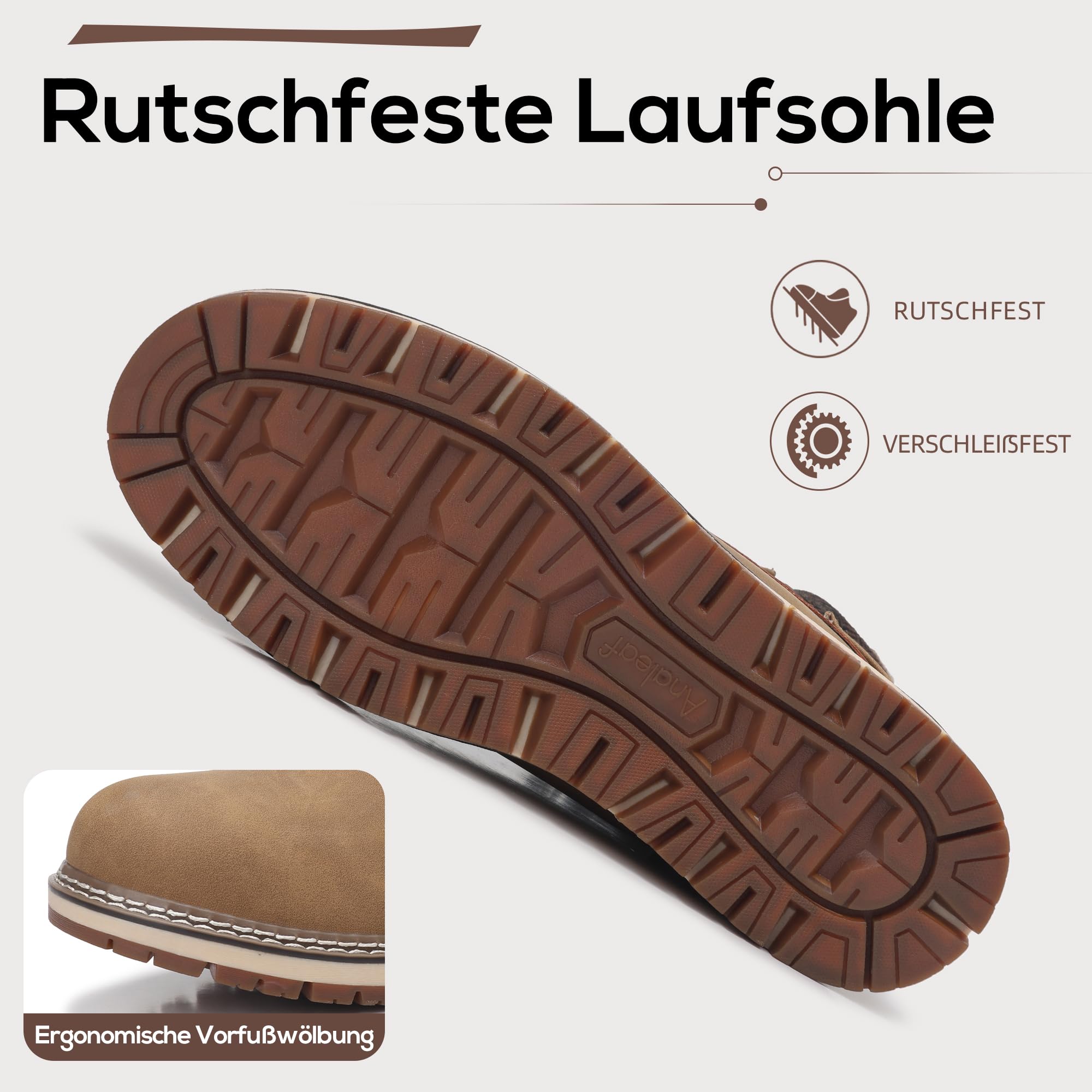 ANALEAF Herren Winterschuhe Warm Winterstiefel Draussen Schneestiefel | Rutschfeste Profilsohle, warmes Isolierfutter , ideal bei Eis, Schnee und im Winter-Outdoor-Einsatz