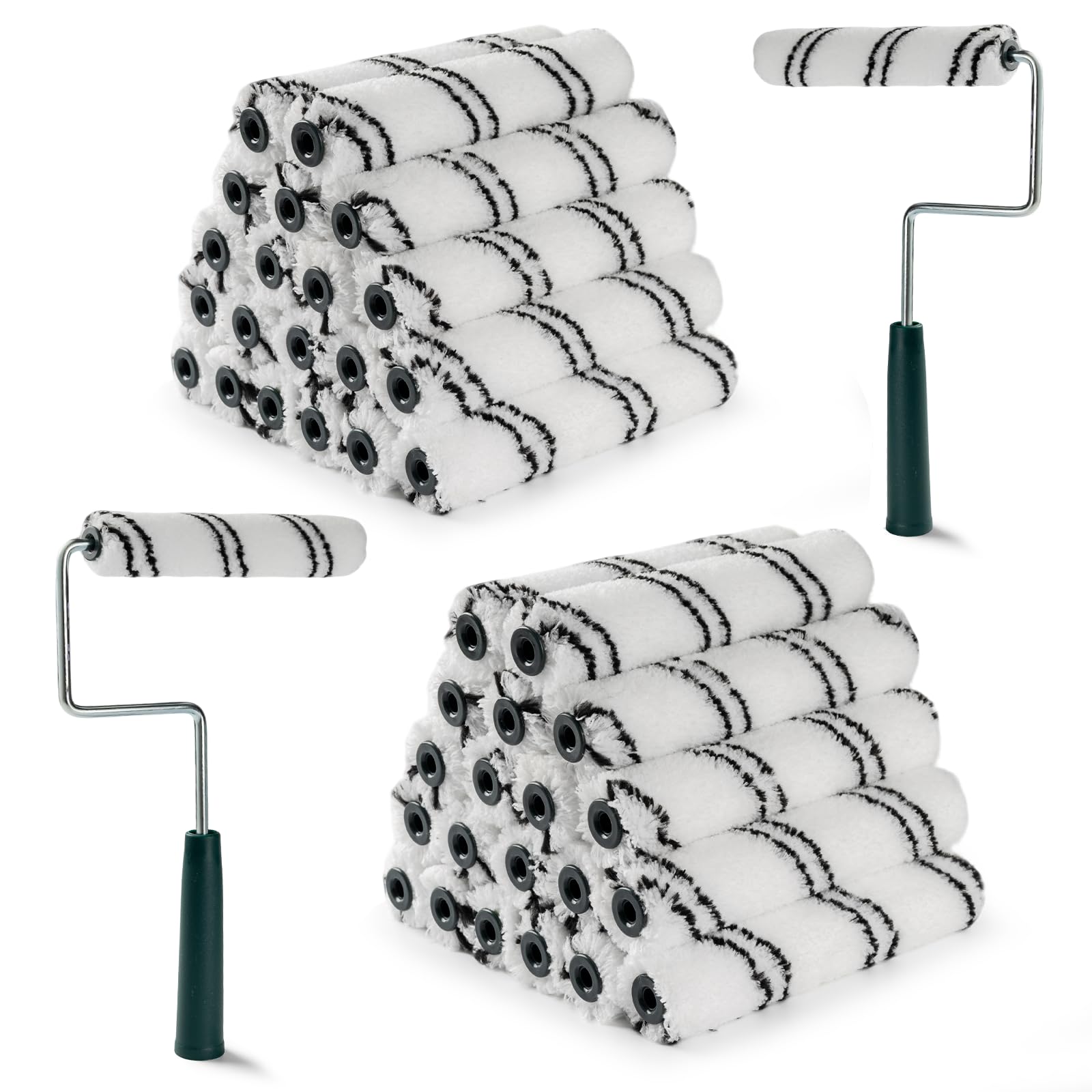 CoatPro Twools Paint Roller Covers, 40 Pack 6 Inch Microfiber Paint Roller (3/8 Inch Nap) with 2 Pcs Anti Rust Metal Roller Frame, Suitable for Wall