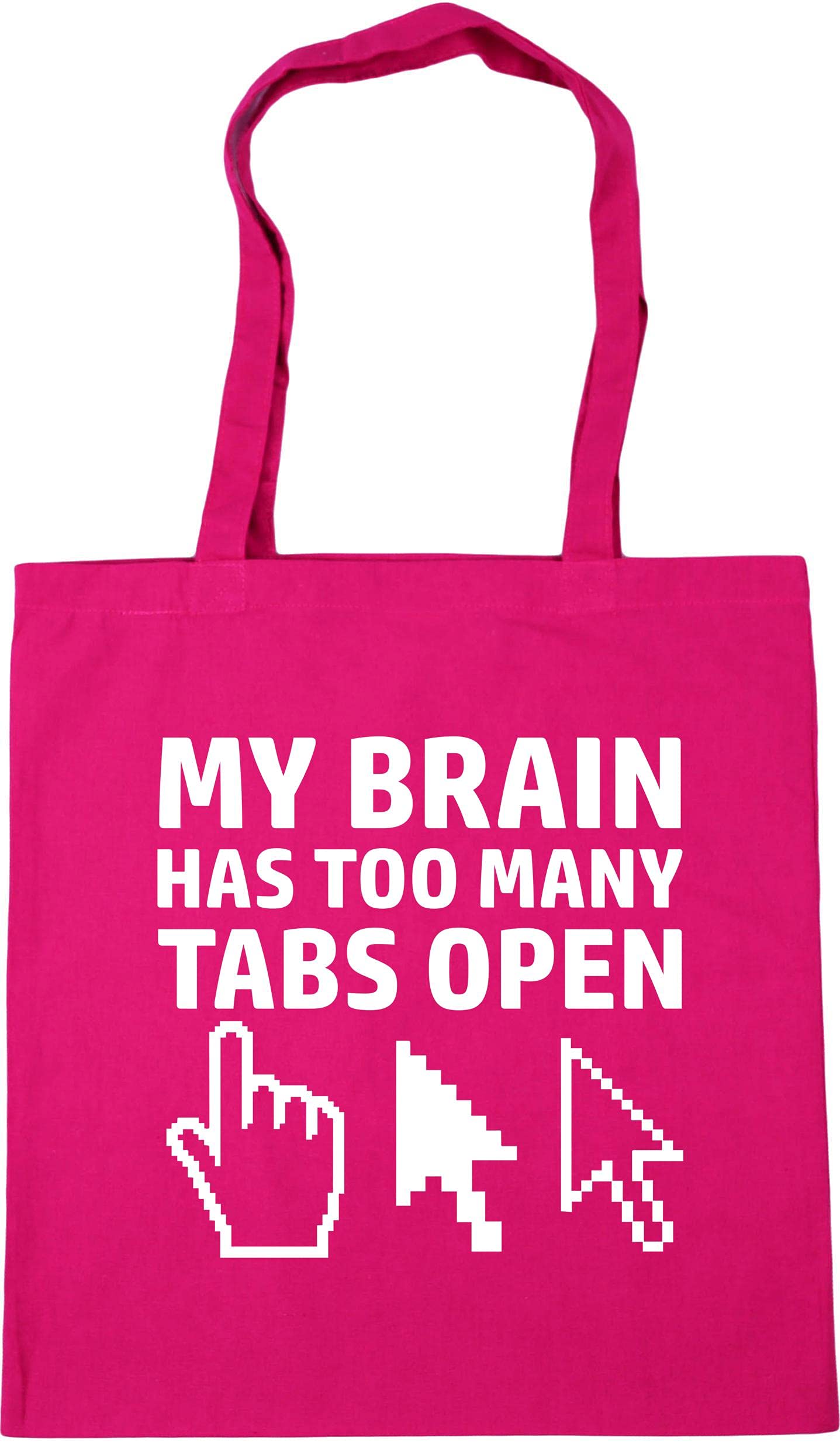 Hippowarehouse My brain has too many tabs open Tote Shopping Gym Beach Bag 42cm x38cm, 10 litres