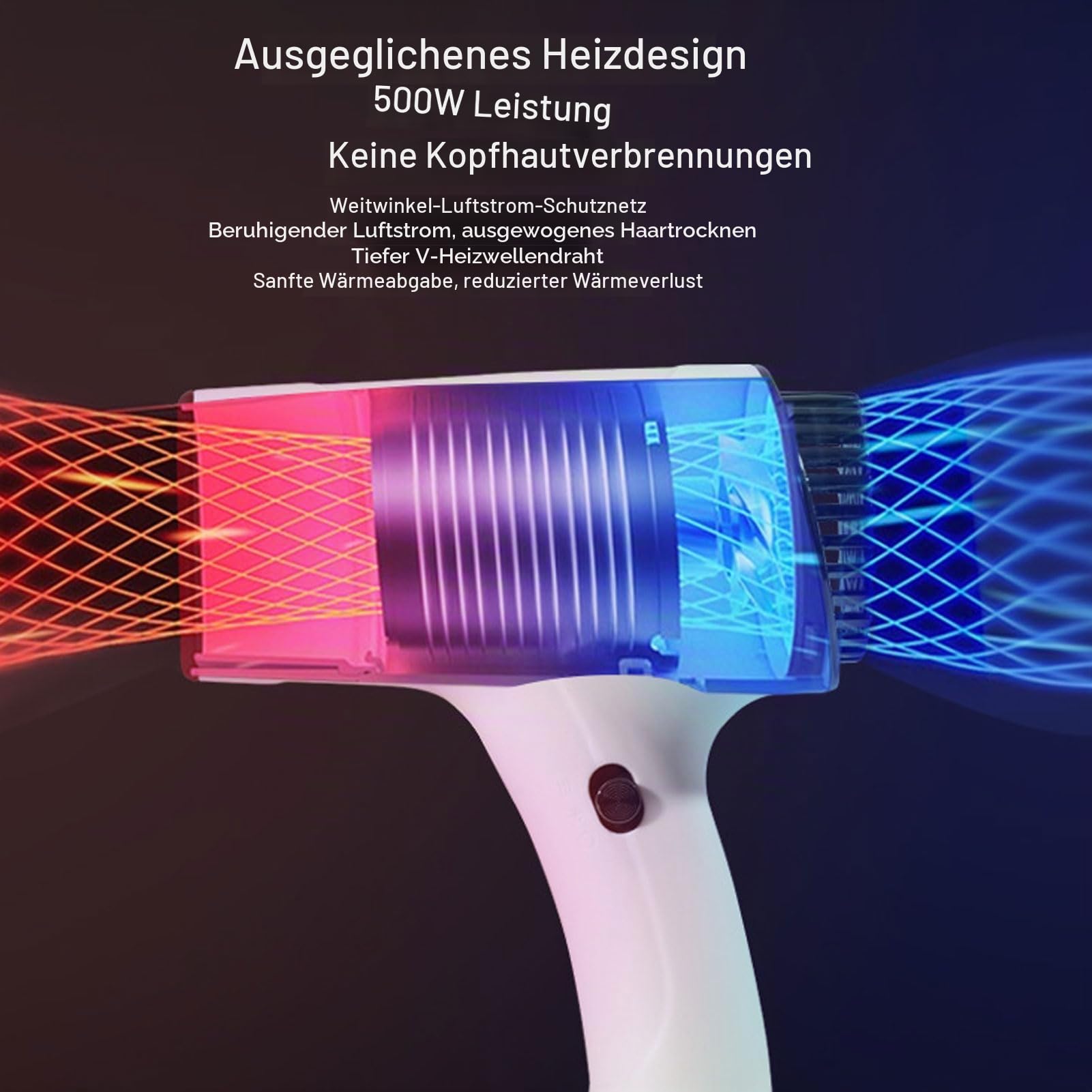 Gonetre Tragbarer kabelloser Föhn Haartrockner für Damen Herren, Negativ-Ionen-Reiseföhn USB-aufladbar ABS Kaltluft leiser für Zuhause,Reisen Wohnheim schnelles Trocknen