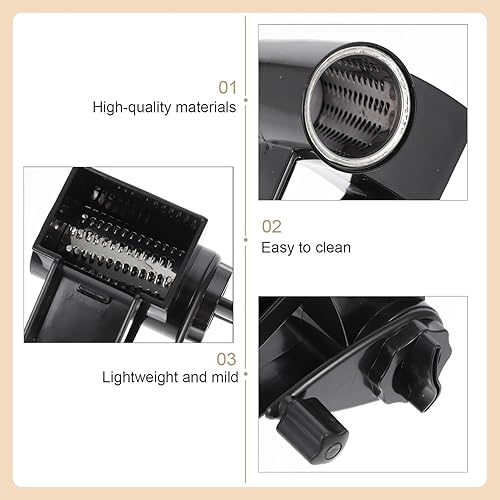 Miniatura 2 de Rallador de queso giratorio portátil de mano, triturador manual para queso duro y chocolate, herramienta de cocina de cáscara negra para entusiastas