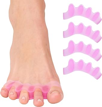 ZenToes Gel Toe Spacers & Separators for Overlapping Toes, 2 Pairs | Soft silicone eases bunion, overlapping & crowded toe discomfort. Slim enough for socks & wide-toe shoes. Washable