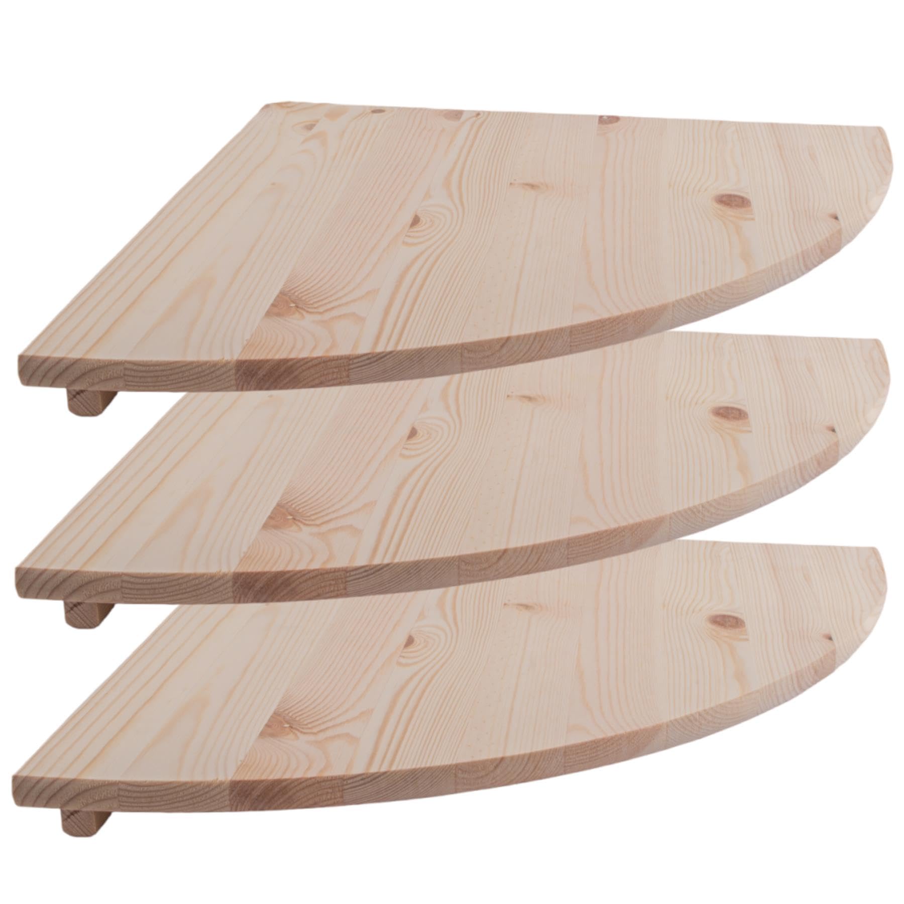 WooDeeDoo Large Wooden Corner Shelves 40 cm / 15.7" | 3 Pack | Unfinished Natural Pine Floating Wall-Mounted Display Storage Shelf
