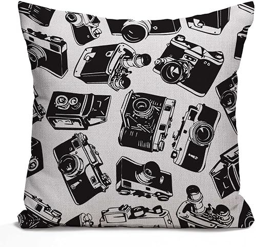 Nphuriy Funda de almohada decorativa para cámara antigua, fundas de almohada de algodón y lino para interiores y exteriores, fundas de cojín