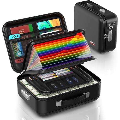 Fireproof Document Box, Black, 15.7"L x 11.8"W x 5.4"H, Classic