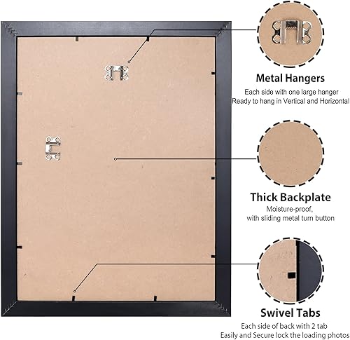 Vista 113 de LaVie Home - Portarretratos de 18 x 24 pulgadas, fotos de 16 x 20 pulgadas con paspartú, de 18 x 24 pulgadas sin paspartú, plexiglás pulido, Negro