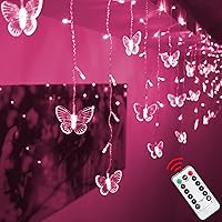 Vista 1 de Decorman Luces de Cortina de Mariposas, 4.9 pies, 48 Luces de Hadas LED USB para Ventana, 10 Mariposas, 8 Modos, Luces de Cadena con Parpadeo