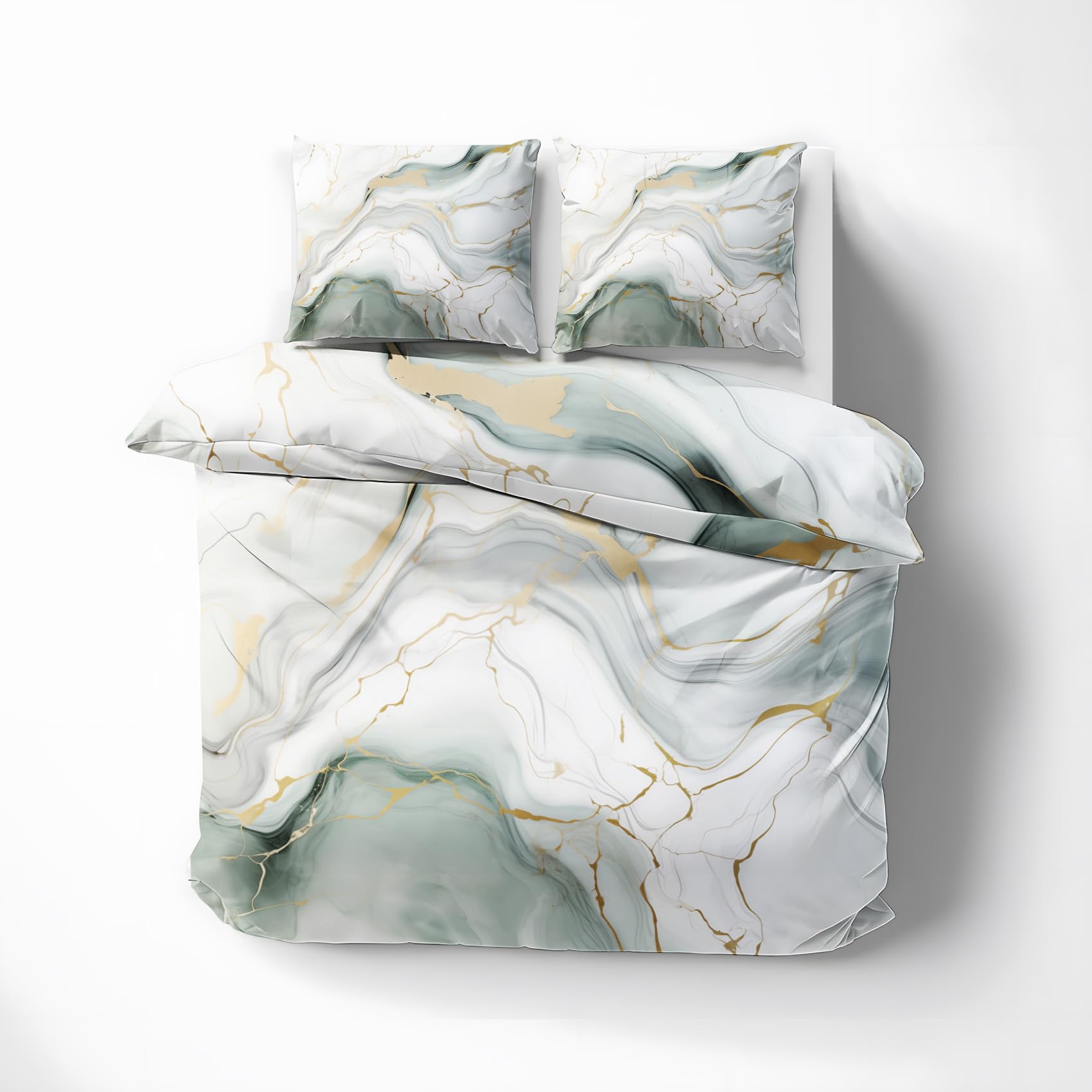 Housse de couette 200x200 marbre imprimé effet abstrait haut de gamme pour lit double