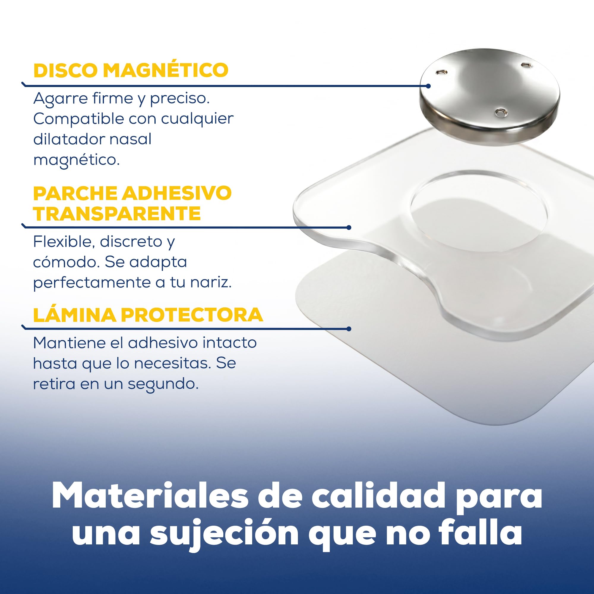 Tiras Nasales Magnéticas Recambios – 60 Adhesivos Transparentes Hipoalergénicos para 30 Días – Parches Antironquidos Compatibles con Tira Nasal Magnética, Respiración Nasal Mejorada - HerboAhorro ®