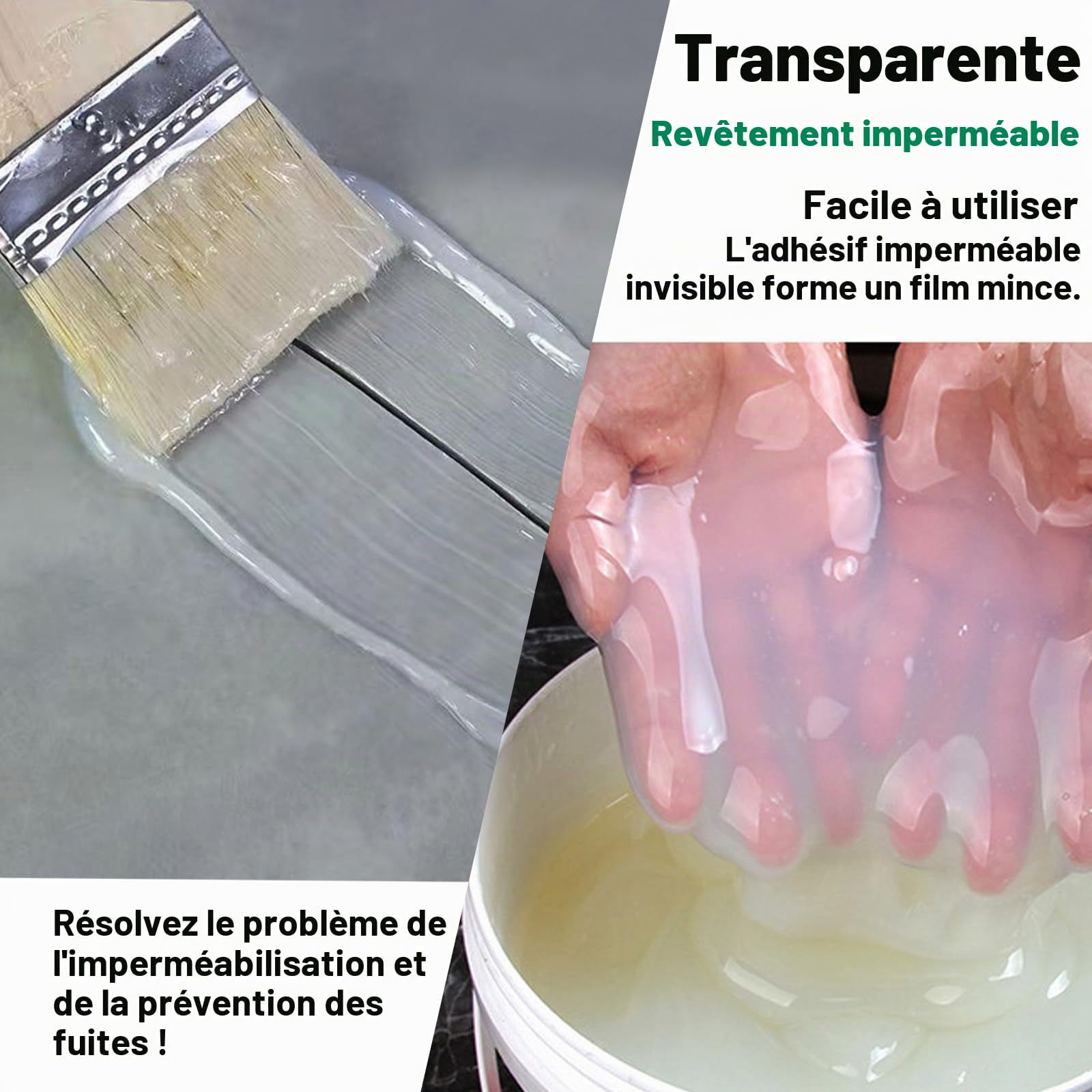 5Kg/202Fl.oz Liquide Étanchéité Transparent Scellant Invisible Imperméable Brosse Mastic Couteau Gants de Travail Rouleau de Peinture,pour la Toiture de la Salle de Bain de la Maison