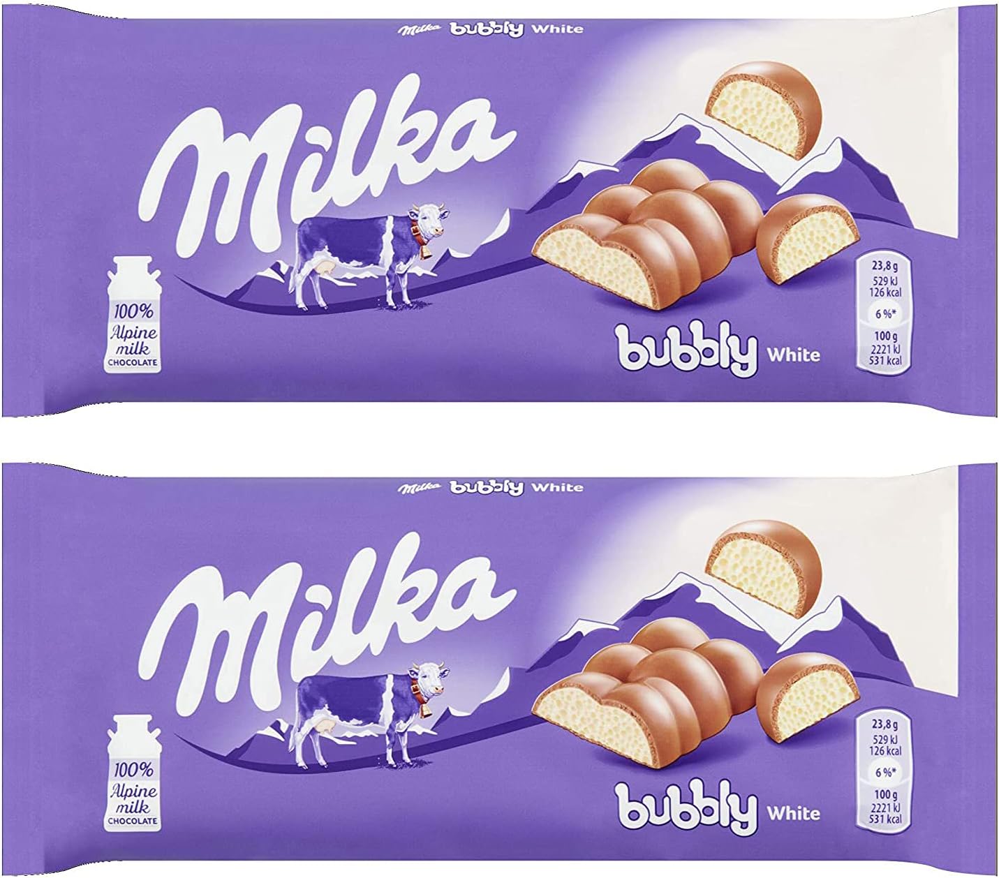 - Bubbly White Chocolate, 2 x 95 g