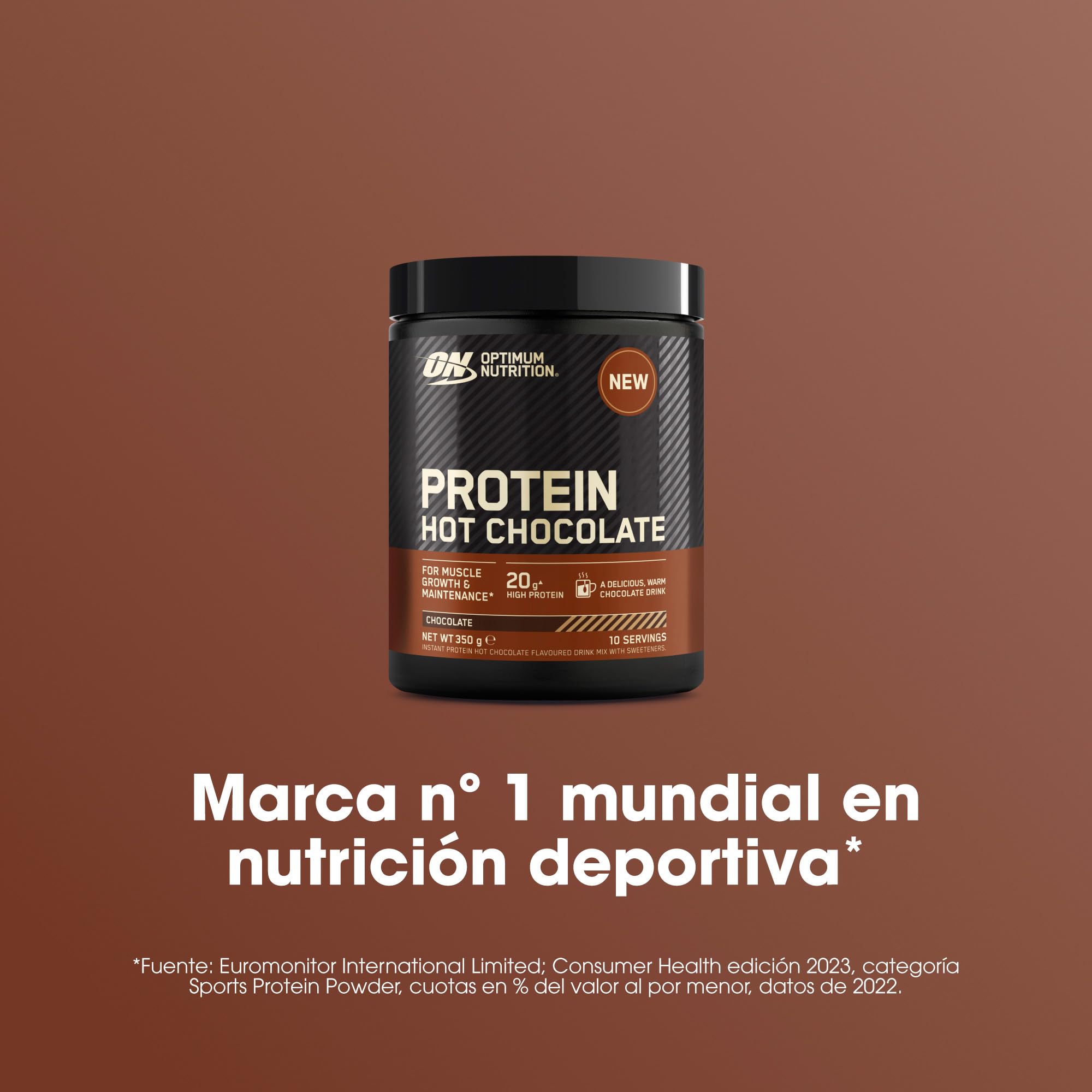 Optimum Nutrition Chocolate Caliente Proteico en Polvo, Sabor Chocolate, 350g, 10 Servicios