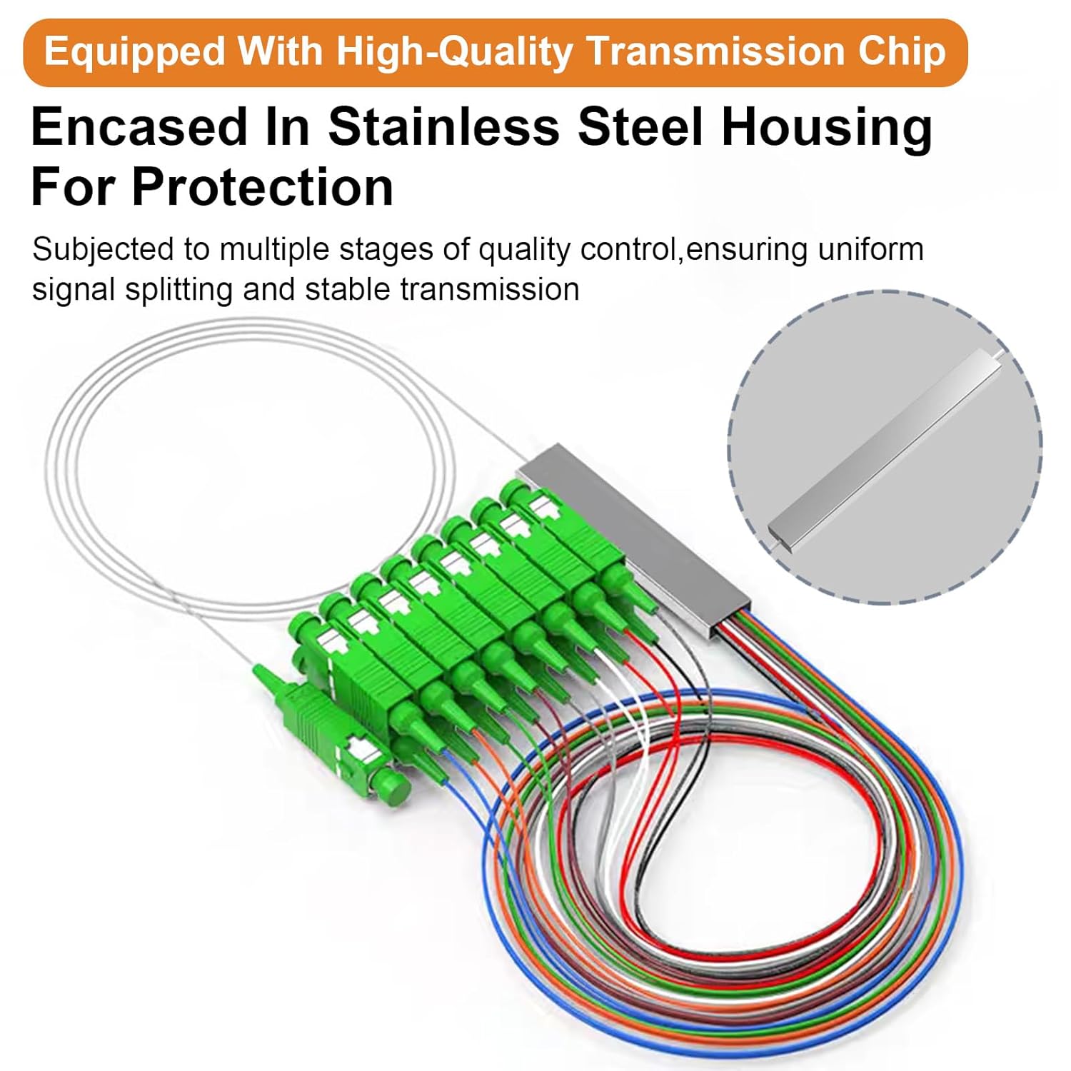 Poyiccot PLC Fiber Optical Splitter 1X16, 0.9mm G657A1 Singlemode SC 1X16 Fiber Optical Splitter for Home Wiring, Engineering Project, Fiber LAN, 1M/3.3ft - Image 2