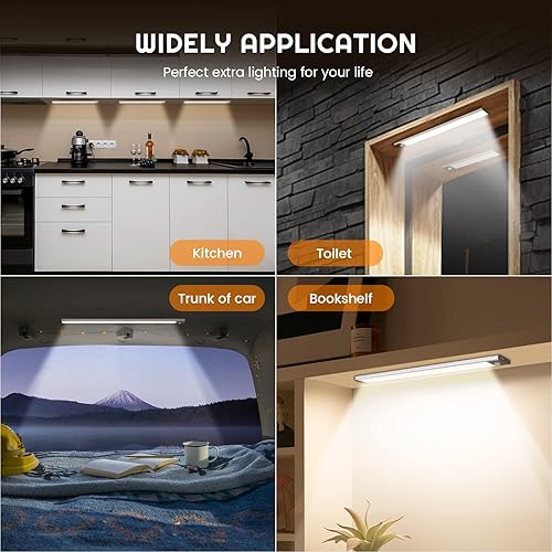 Miniatura 7 de YEELIGHT Luces inalámbricas para debajo del gabinete, 71 luces LED con sensor de movimiento, iluminación recargable bajo el gabinete regulable,