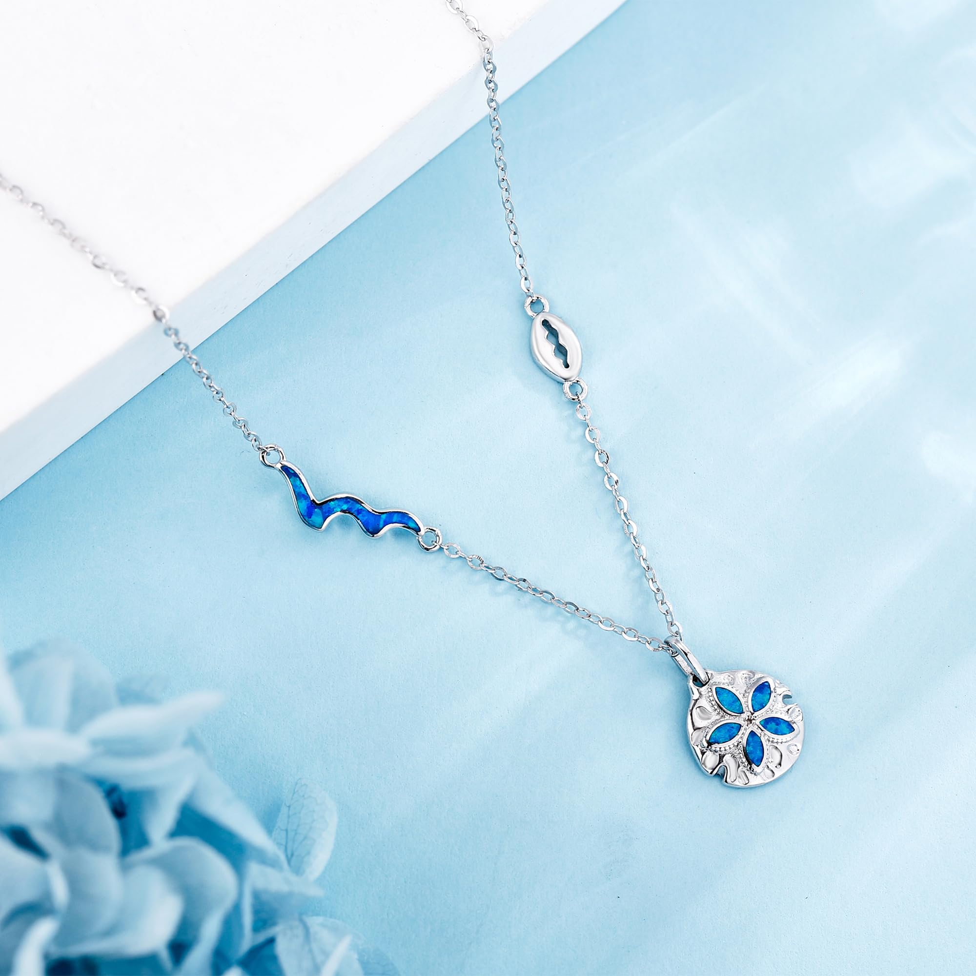 Ocean Jewellery - Collar de plata de ley con colgante de estrella de mar, cangrejo ermitaño, medusas, dólar de arena, regalo para mujer