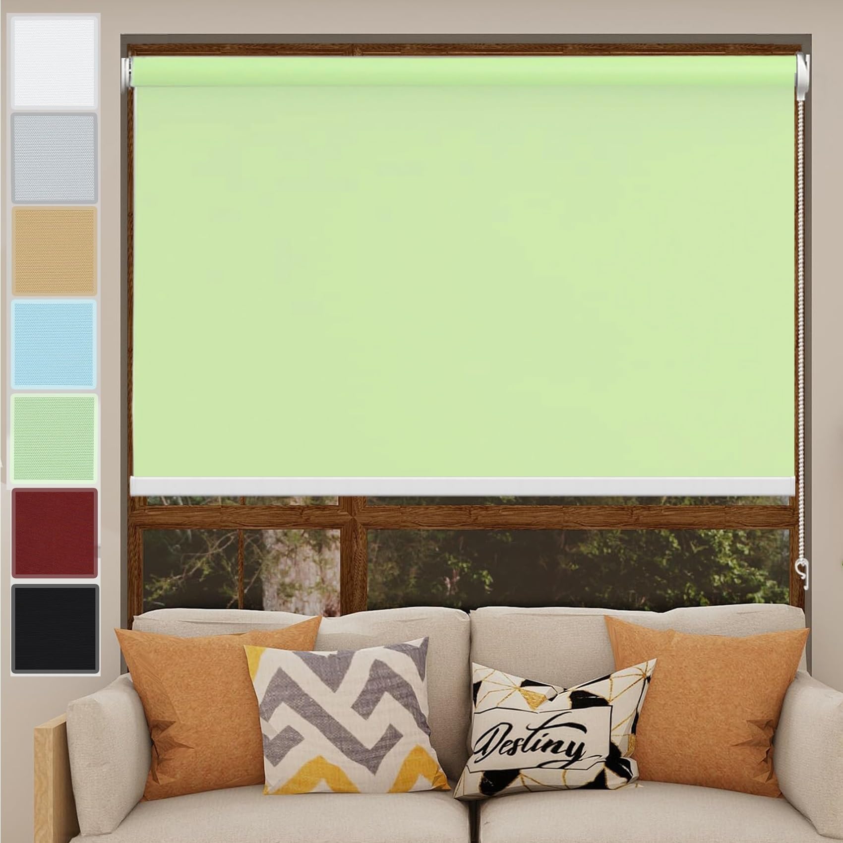 Store Enrouleur Jour Nuit 60 x 240 cm Facile à Montage, Protection de Privée, Store Jour et Nuit sans Perçage, Kit de Montage Inclus, pour fenêtre, Vert