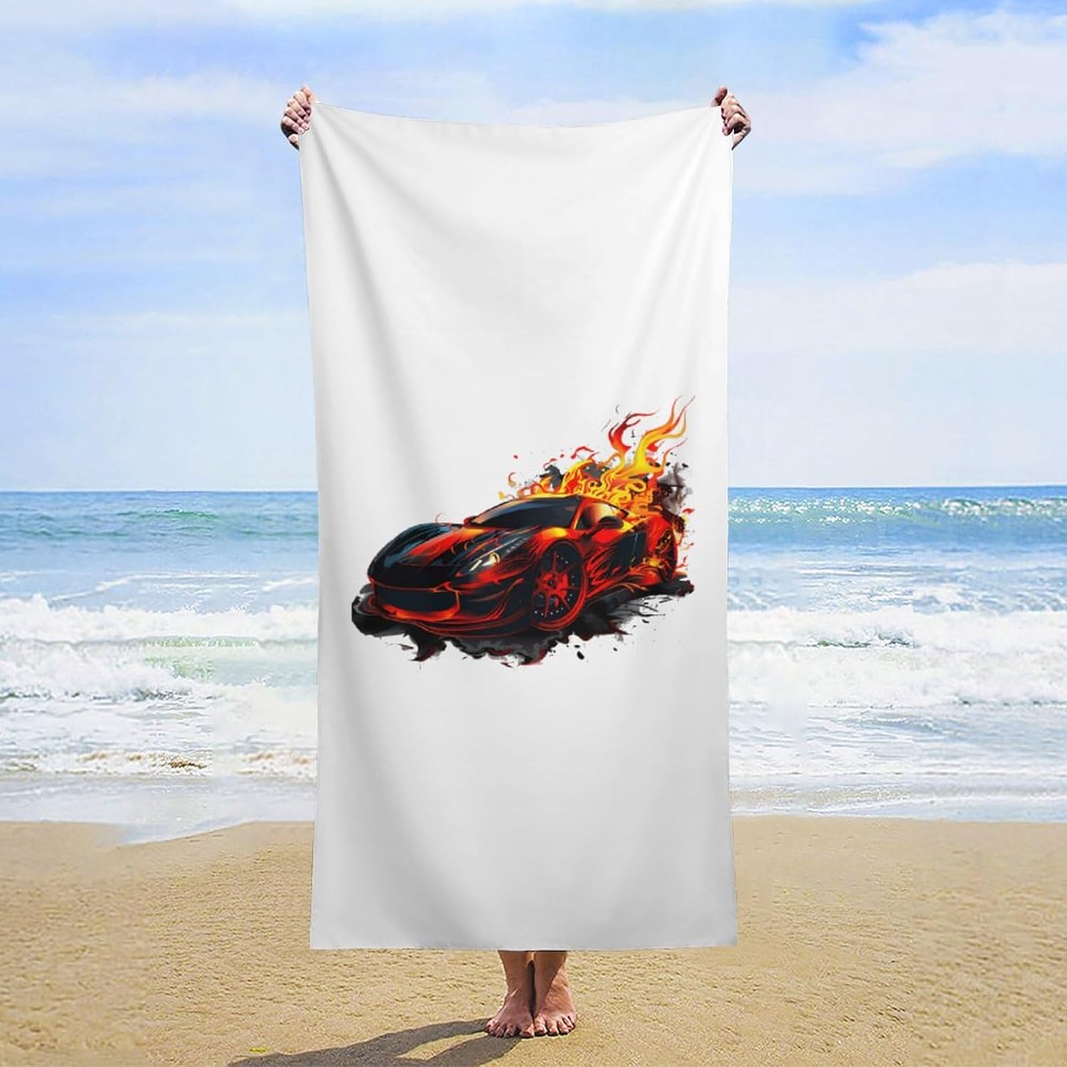 Fire Sports Car Bath Towel Beach Towels Quick Dry Oversized Bath Blanket Highly Absorbent Towel for Women Men 160x80cm