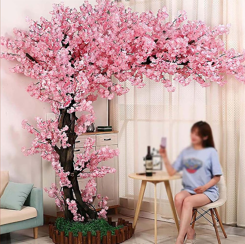 IUokLU Artificial Plants Indoor, Artificial Cherry Blossom Tree Pink Potted Multiple Sizes