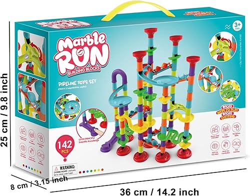 Miniatura 4 de ailixinda Juego de 142 piezas de mármol de alta calidad, juguete educativo de bloques de construcción STEM, juego de carreras de pista de mármol con