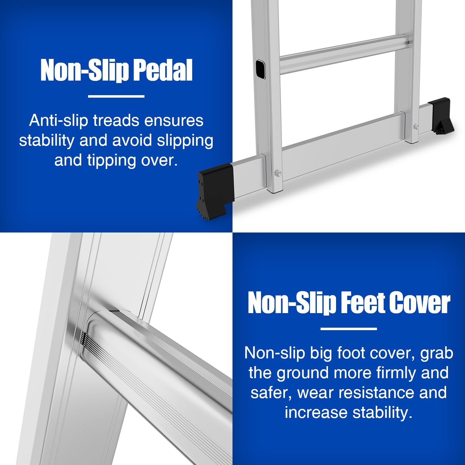 Cecaylie Scala multiuso in alluminio 4 x 5, 582 cm, 7 in 1, pieghevole, per uso domestico