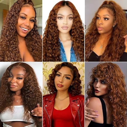 KODRHAR Light Brown Human Hair Bundles Water Wave 16 18 20 Inch Water Wave Human Hair Weave 3 Bundles Silky Hair Bundles Brazilian 3 Bundles Human Hair Extensions 30 Color — view 6