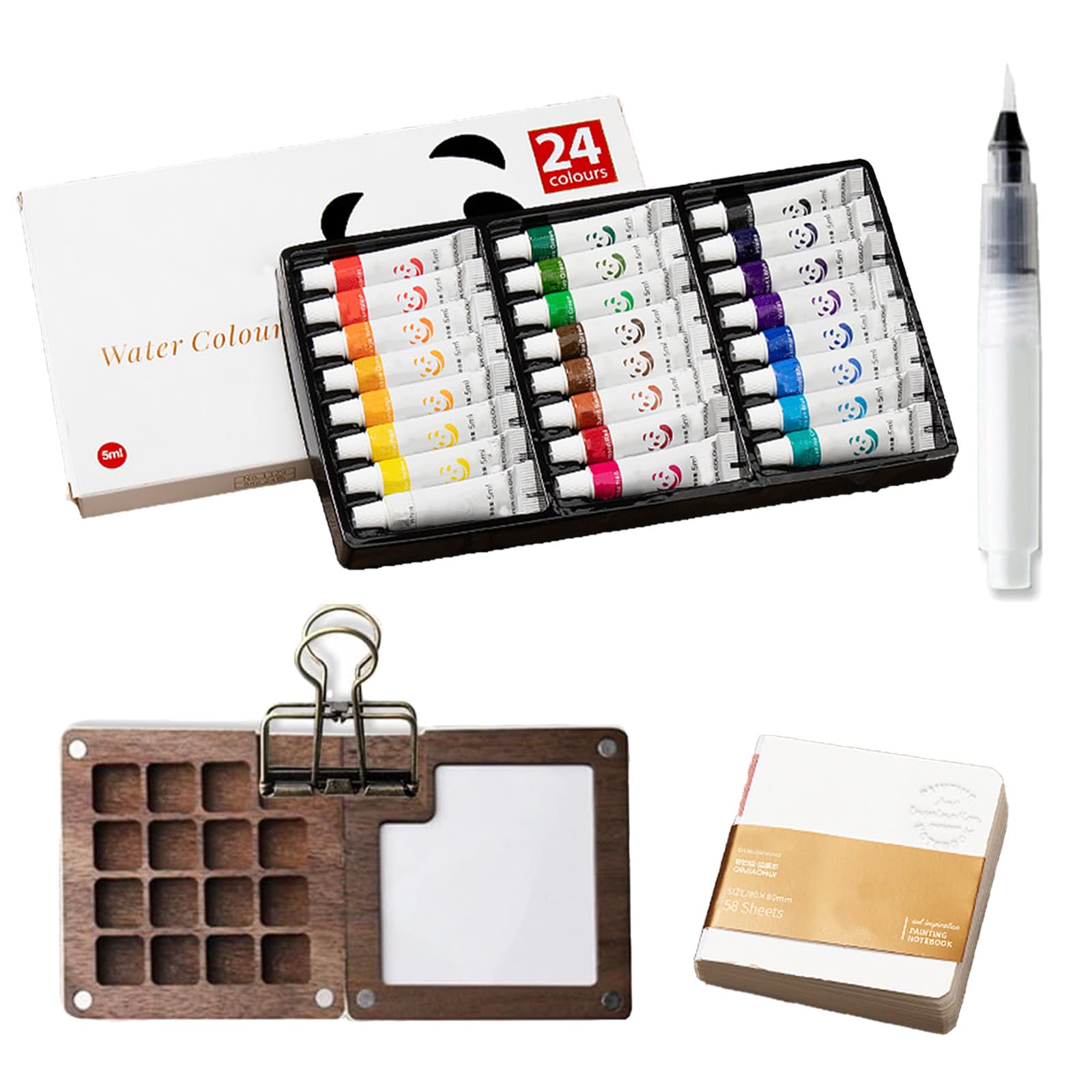 Mini Kit De Acuarela Portátil – Set De Viaje Con Bloc Y Pincel Para Artistas
