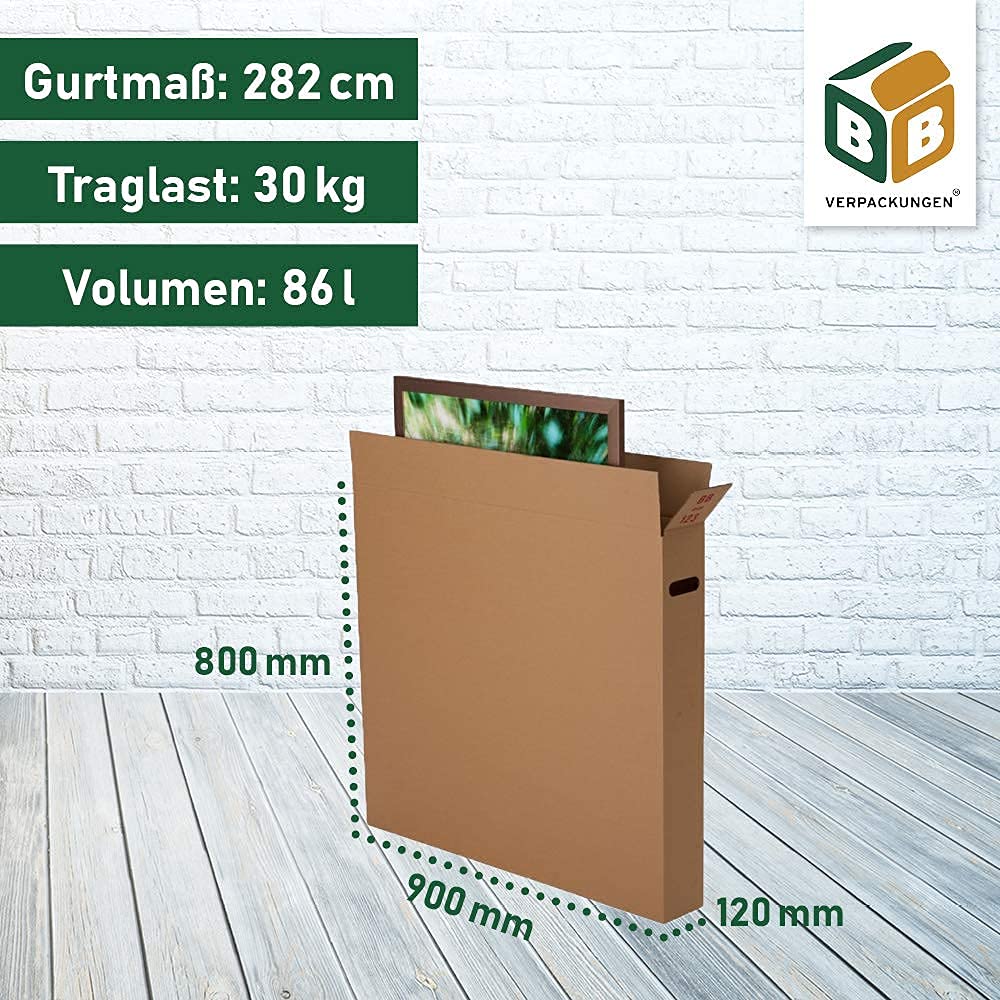 BB-Verpackungen 5 x Bilderkarton 900 x 120 x 800 mm (2-wellig, Bilderkarton braun)