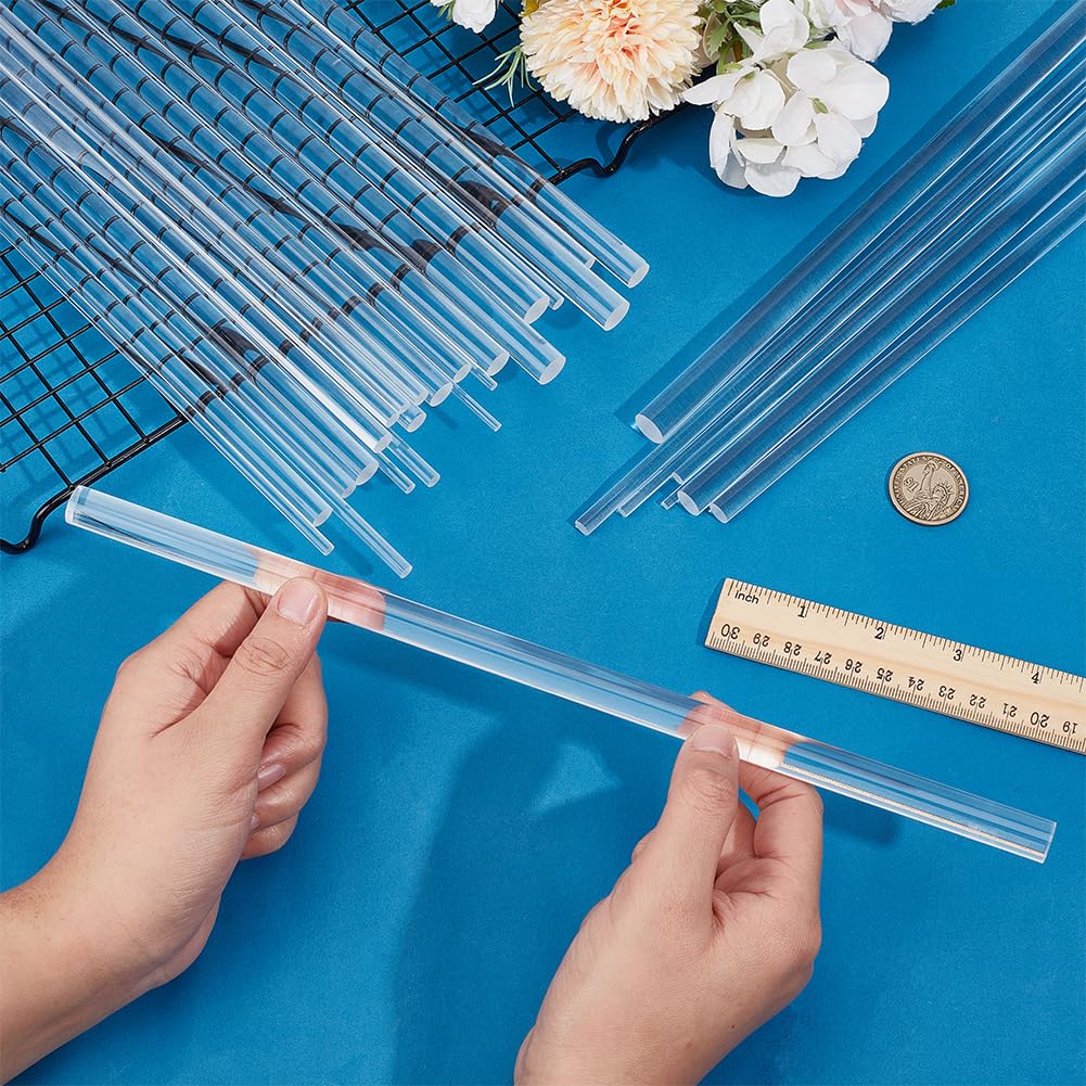 OLYCRAFT 35Pcs 7 Sizes Clear Acrylic Dowel Rods Assortment Kit Diameter 3/4/5/6/8/9.5/12mm Acrylic Round Solid Rod Bar DIY Model Material Round Stick for Model Making DIY Crafts-11.8 Inch Length