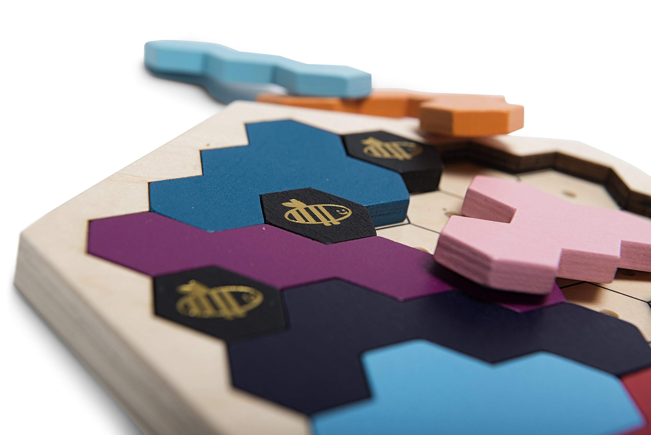 BS Toys Bienenpuzzle Aus Holz – Kniffliges IQ‑Spiel Für Kinder Ab 3, Mit Karten In Verschiedenen Schwierigkeitsgraden