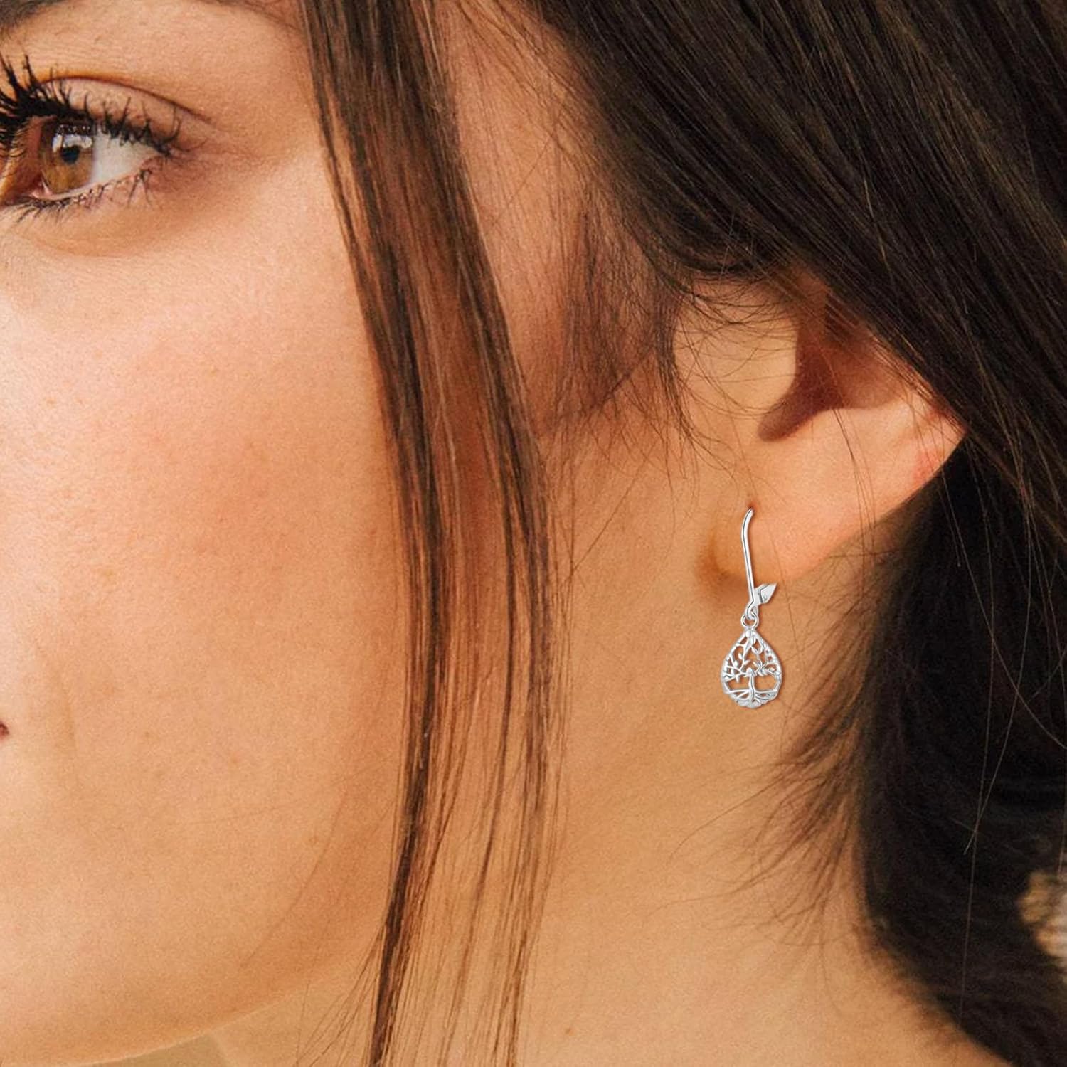 CERSLIMO Tree of Life Earrings for Women, Hypoallergenic Gold Teardrop Leverback Dangle Drop Earrings Jewelry Gifts - Image 3