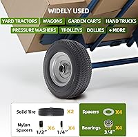 Vista 5 de AR-PRO Paquete de 2 unidades de repuesto de rueda sólida de 8 pulgadas, neumático y rueda sin planos de 2.50-4 pulgadas con rodamientos 5/8