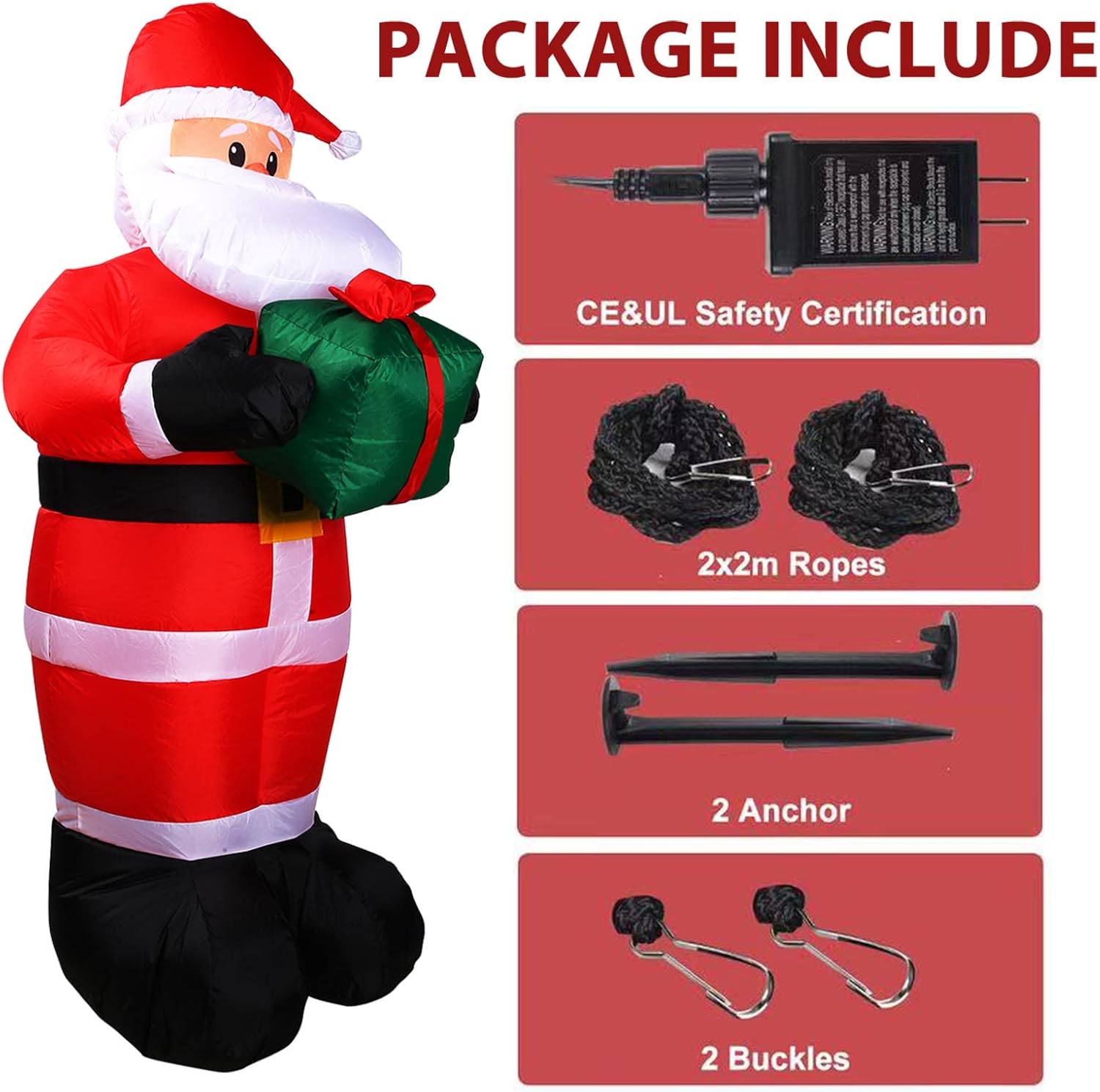 Generic 5 FT Christmas Inflatables Santa Claus Decorations Outdoor Blow Up Yard with White LED Lights for Indoor Holiday/Party/Xmas/Yard/Garden, Inflatable santa-2 : Everything Else