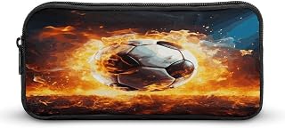 Burning Soccer Ball Makeup Bag Toiletry Bag Cosmetic Bag | Travel Toiletry Bag for Women Men Outdoor Portable Small Make Up Bag for Purse with Zipper Travel Accessories