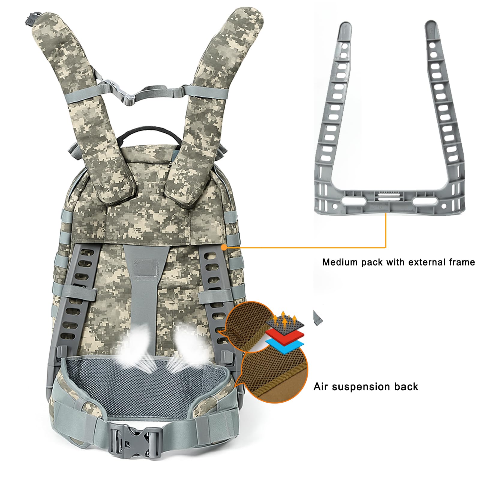 Buy Akmax.cn Military Backpack Army Rucksack, MOLLE 2 Medium