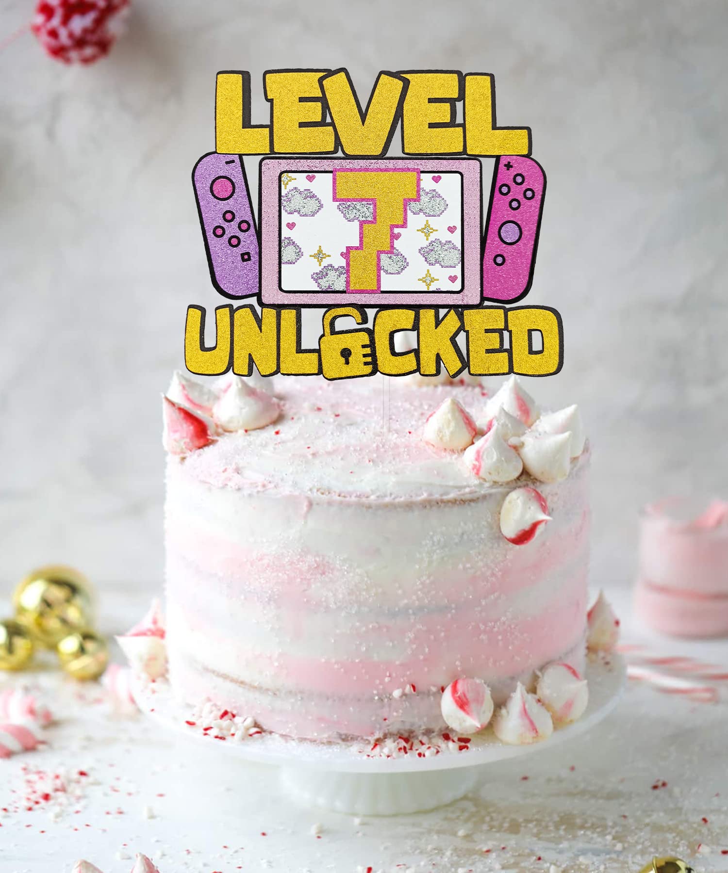 Amazon.com: Girls Level 7 Unlocked Cake Topper, Glitter Girls