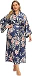 Women's Plus Size Long Satin Robes Plus Size Long Silk Robes Kimonos Sleepwear Dressing Gown
